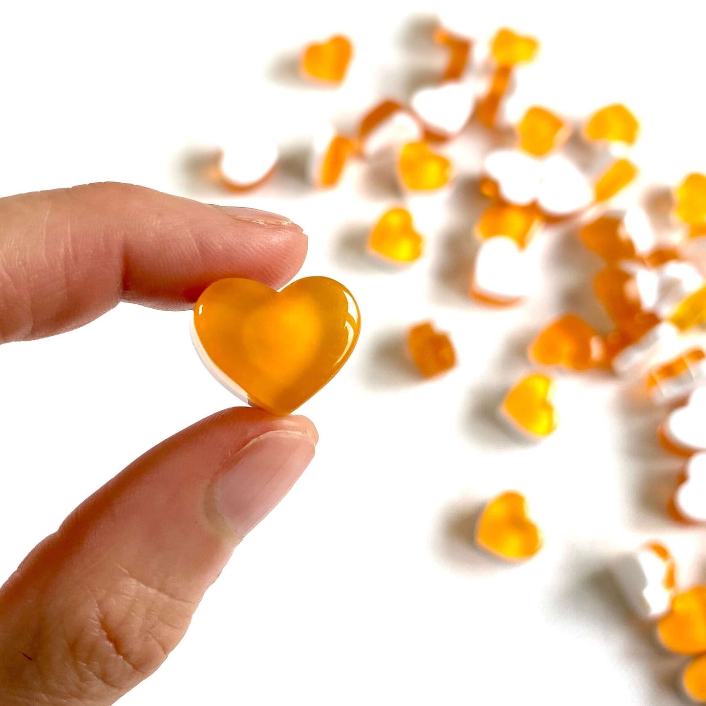 Jelly heart charms resin Apricot heart charms - Blacksparrowuk