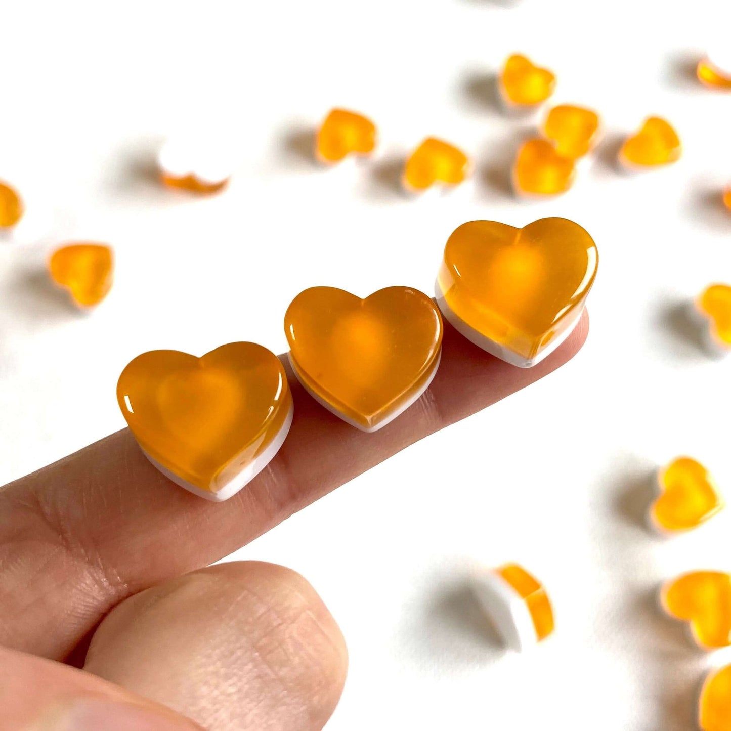 Jelly heart charms resin Apricot heart charms - Blacksparrowuk