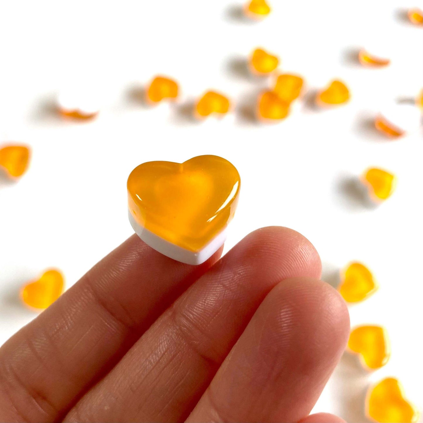 Jelly heart charms resin Apricot heart charms - Blacksparrowuk