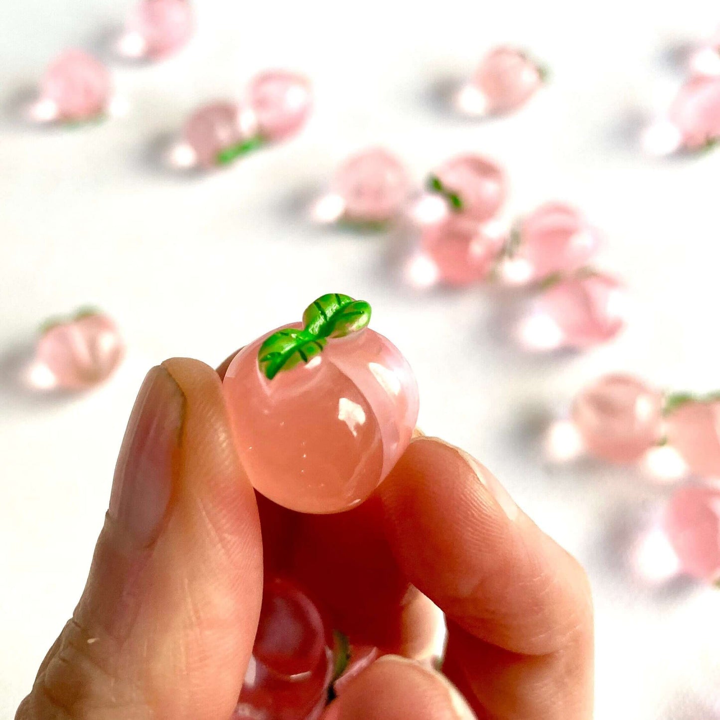 Fruit charms Peach jelly transparent Resin Flat back charms - Blacksparrowuk