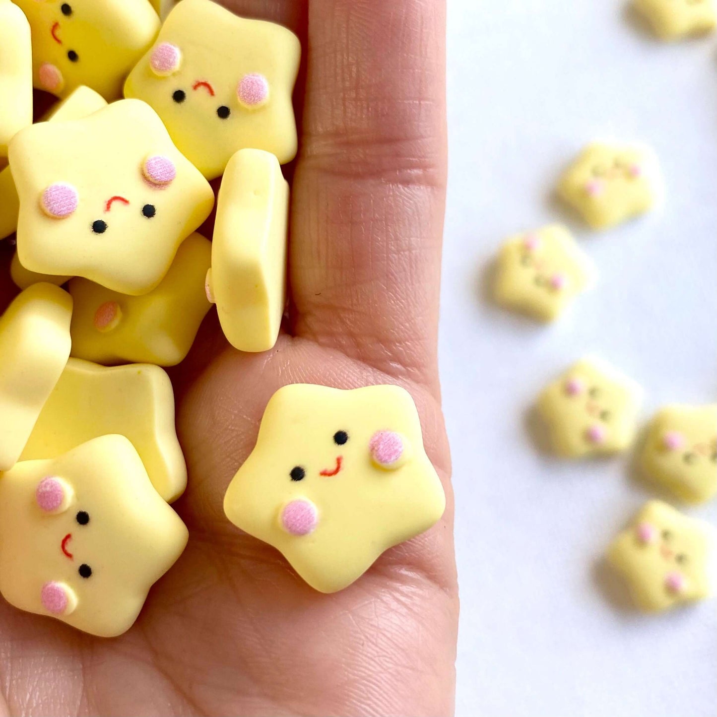 Happy star charms Cute Pastel Kawaii yellow Star flat back resin Cabochon - Blacksparrowuk
