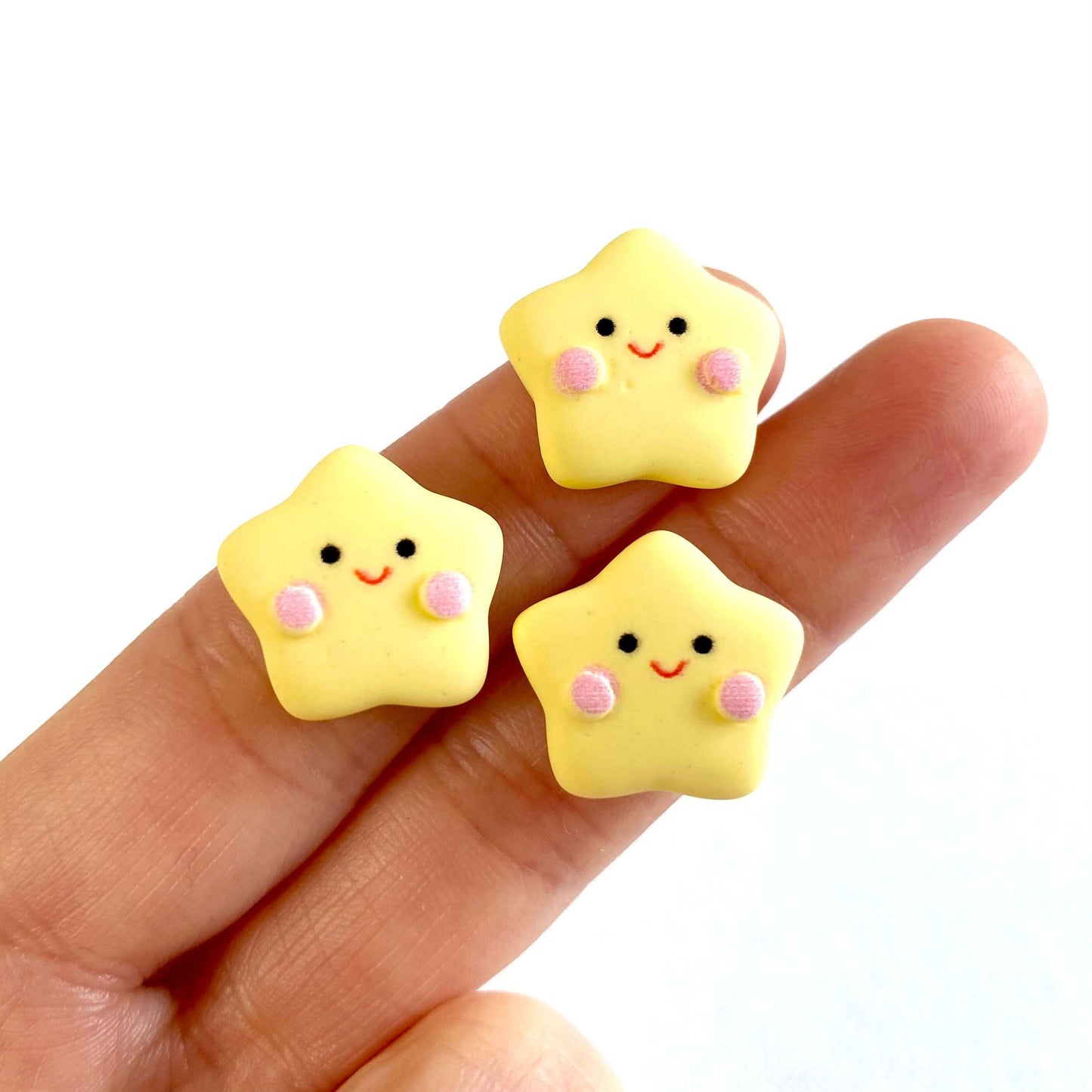 Happy star charms Cute Pastel Kawaii yellow Star flat back resin Cabochon - Blacksparrowuk