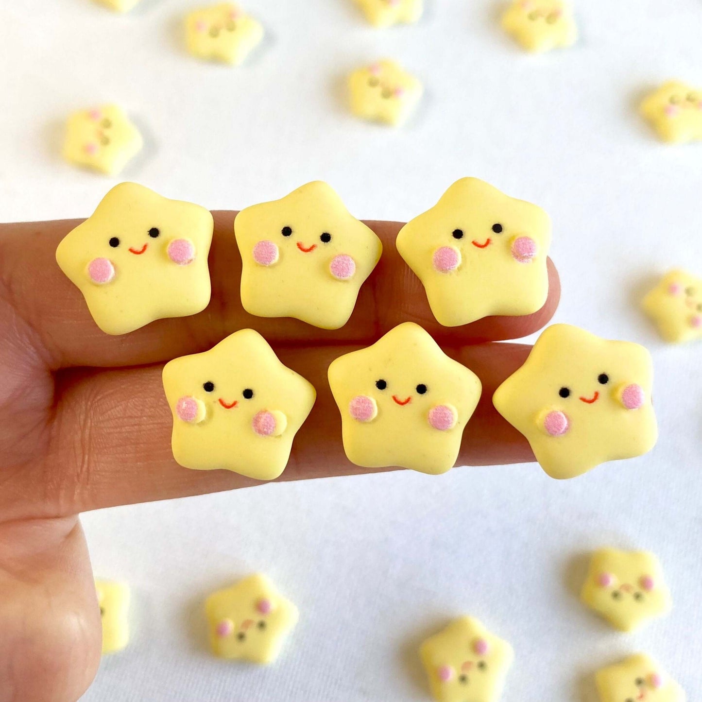 Happy star charms Cute Pastel Kawaii yellow Star flat back resin Cabochon - Blacksparrowuk