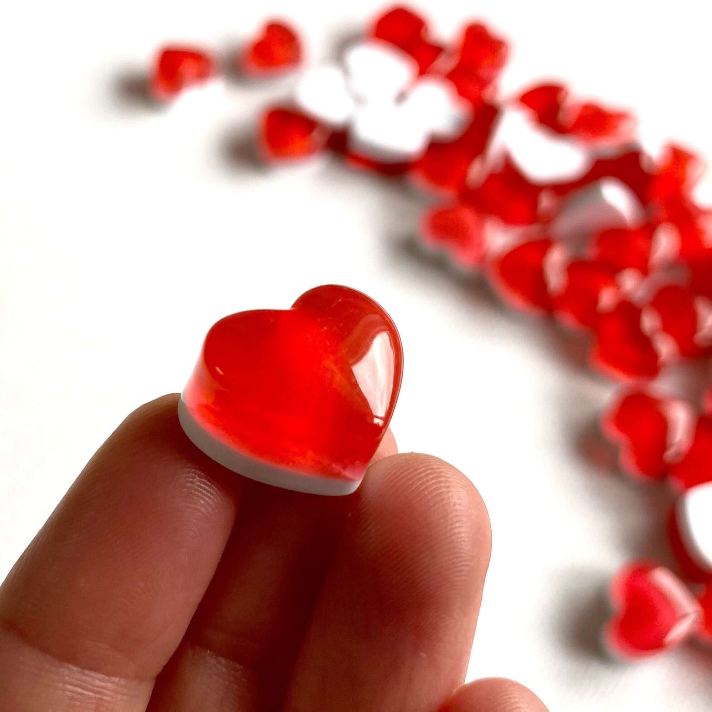 Valentines Day Love heart charms resin Red heart charms 15mm UK seller Fake candy DIY craft supplies - Blacksparrowuk