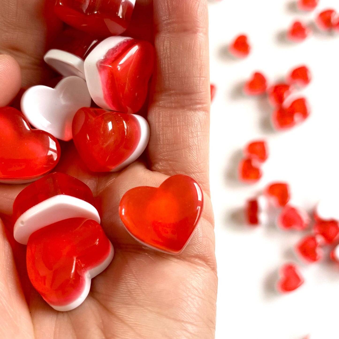 Valentines Day Love heart charms resin Red heart charms 15mm UK seller Fake candy DIY craft supplies - Blacksparrowuk