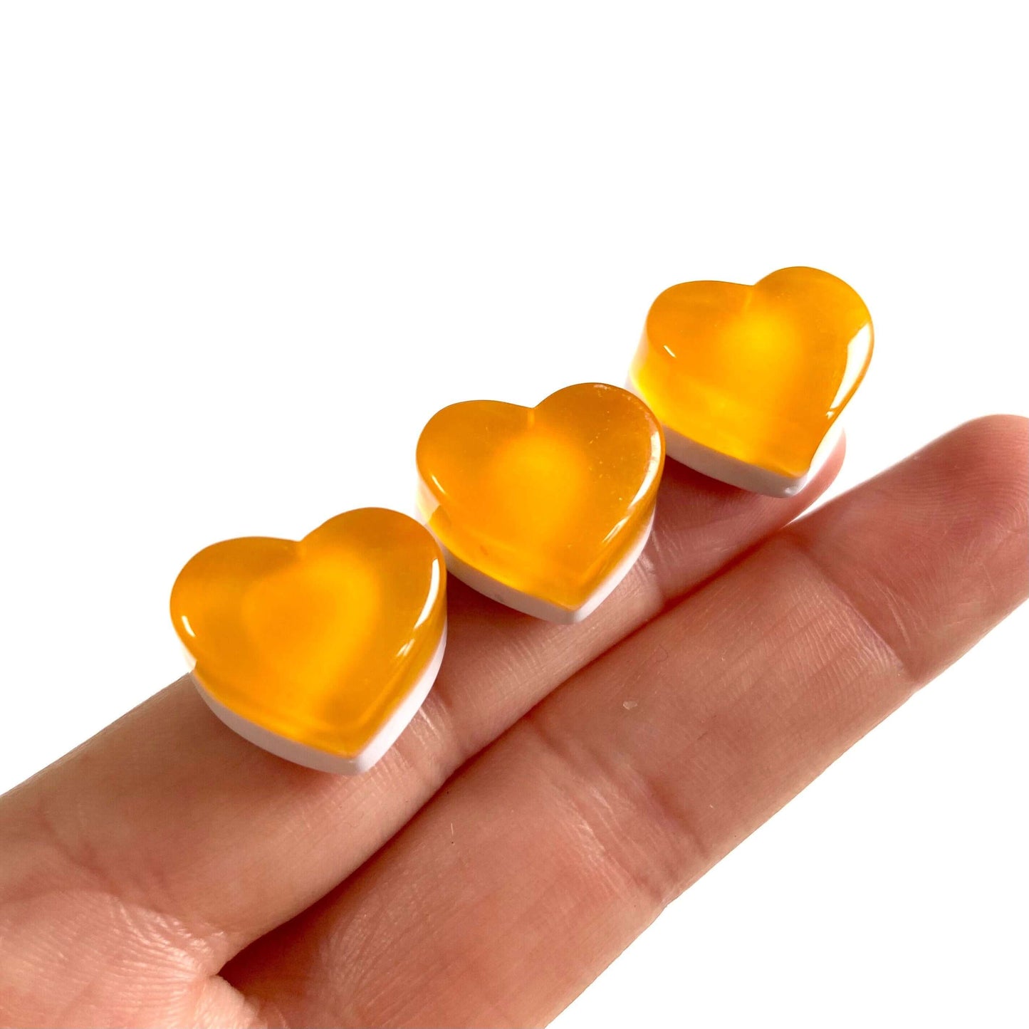 Jelly heart charms resin Apricot heart charms - Blacksparrowuk