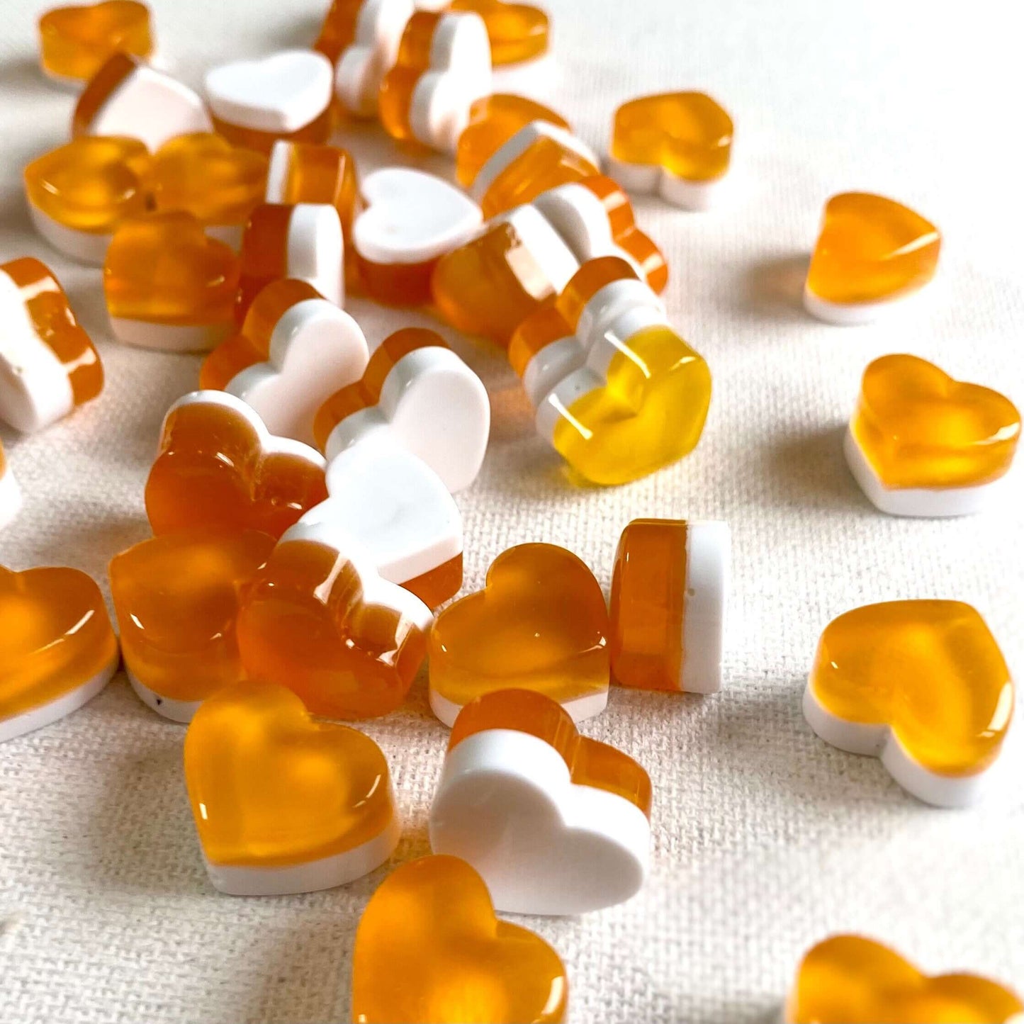 Jelly heart charms resin Apricot heart charms - Blacksparrowuk