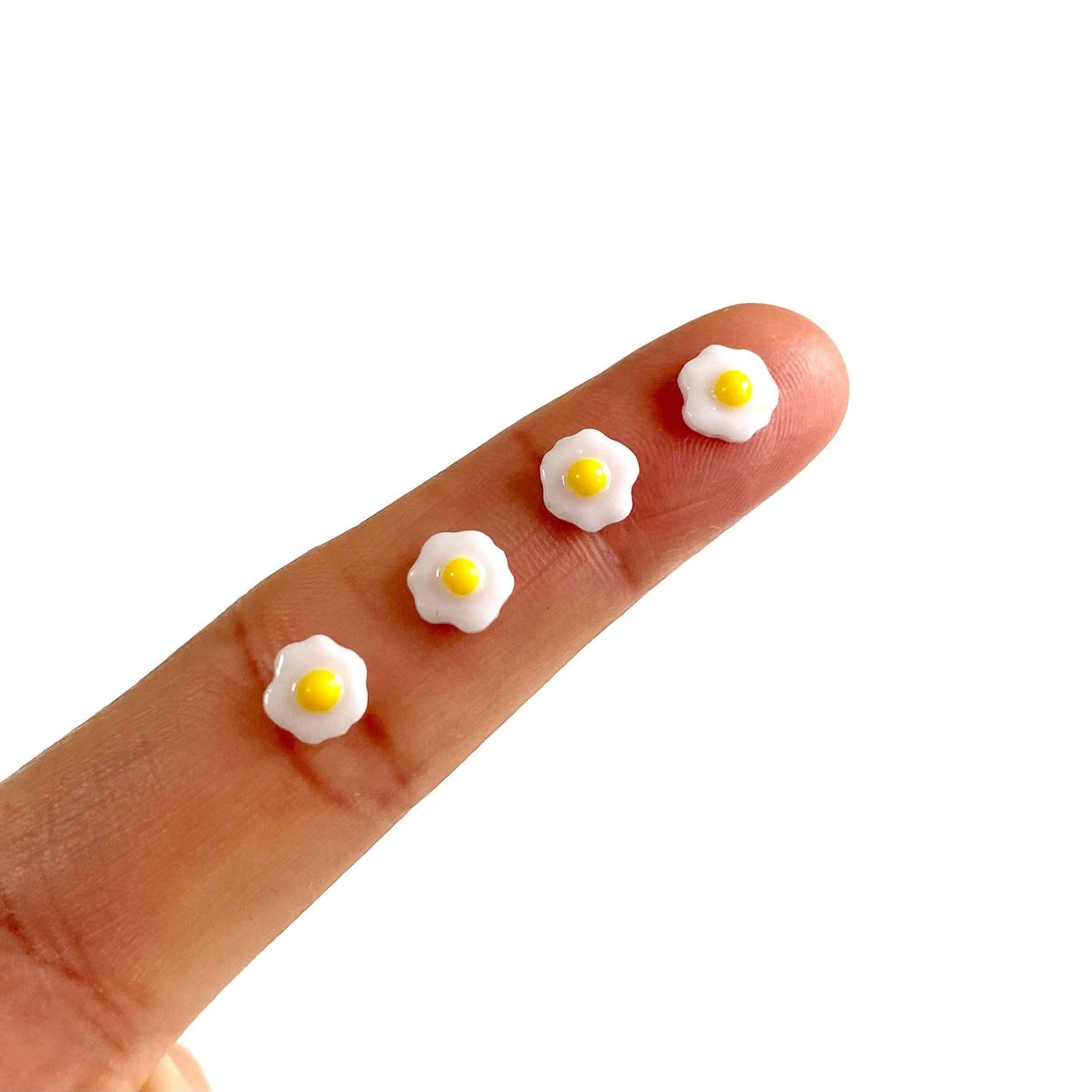 Tiny Fried egg cabochon Resin Flat back Mini play food - Blacksparrowuk