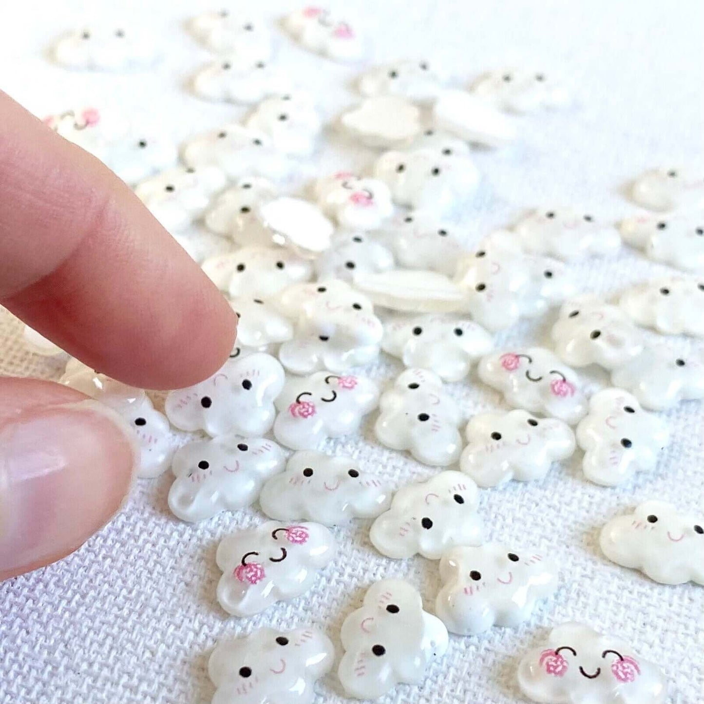 Tiny Happy Cloud flat back resin Charms - Blacksparrowuk