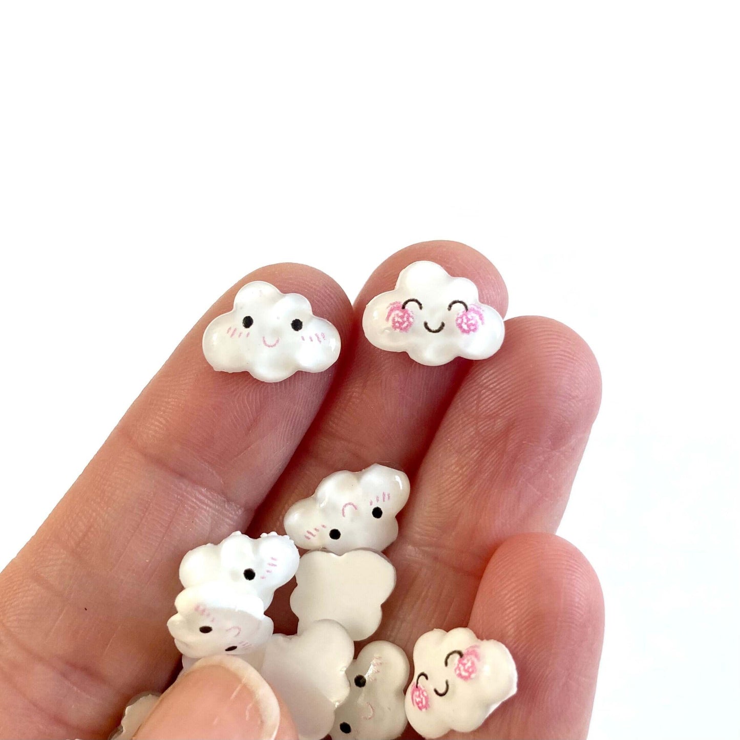 Tiny Happy Cloud flat back resin Charms - Blacksparrowuk