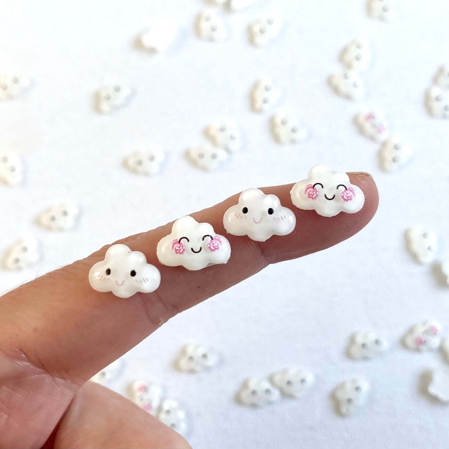 Tiny Happy Cloud flat back resin Charms - Blacksparrowuk