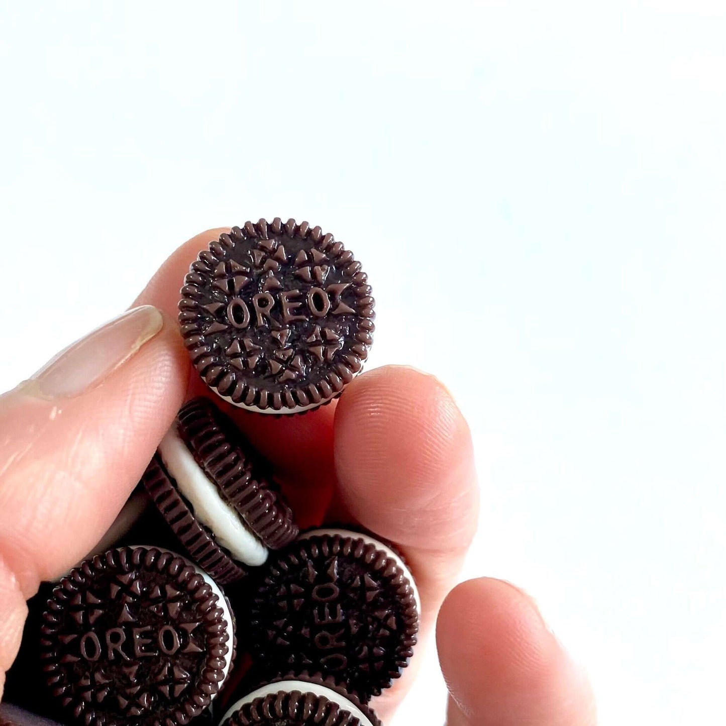 Miniature cookies 1:18 scale Chocolate Cream biscuit Flat back Resin charms - Blacksparrowuk
