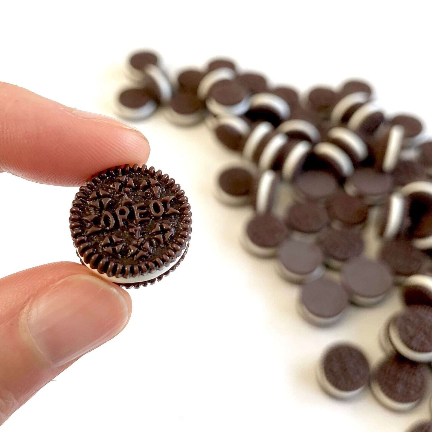 Miniature cookies 1:18 scale Chocolate Cream biscuit Flat back Resin charms - Blacksparrowuk