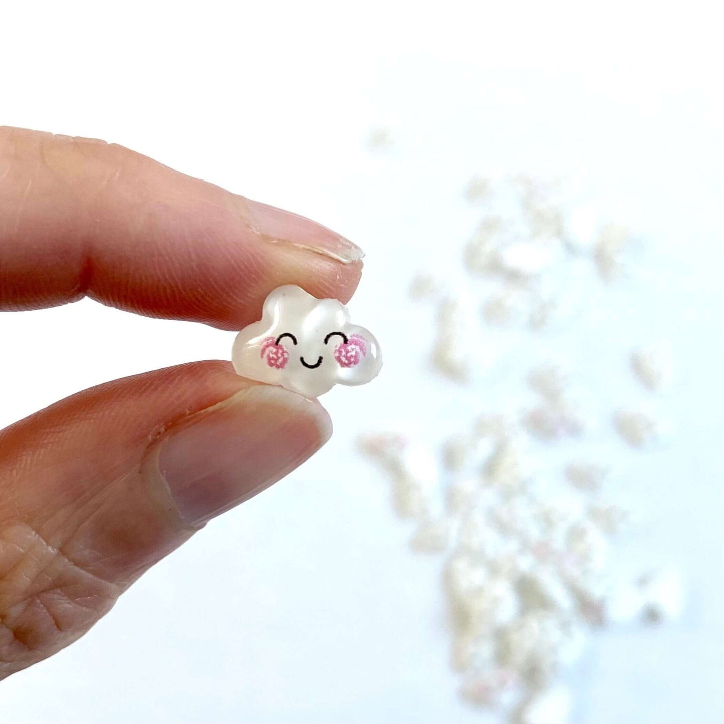 Tiny Happy Cloud flat back resin Charms - Blacksparrowuk