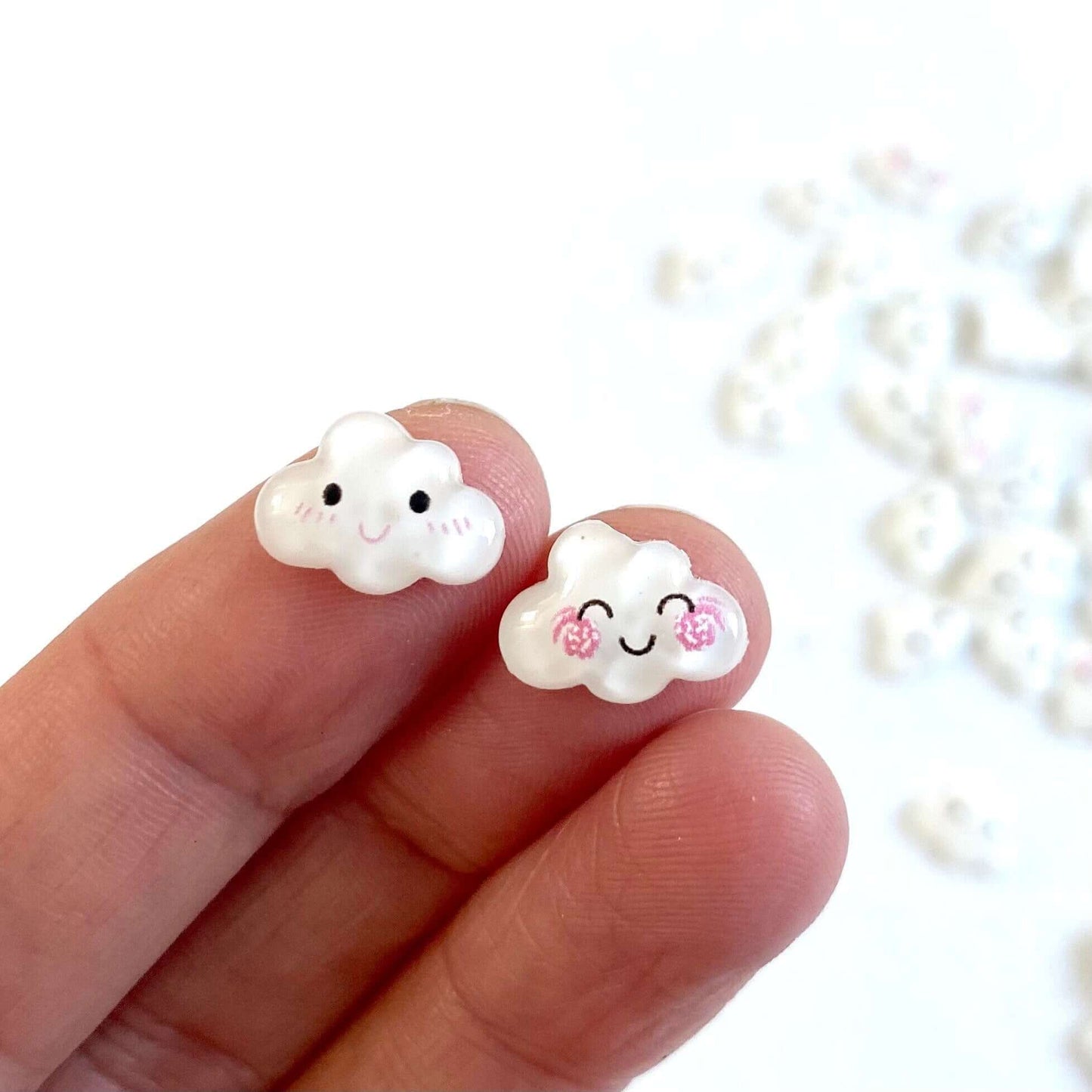 Tiny Happy Cloud flat back resin Charms - Blacksparrowuk