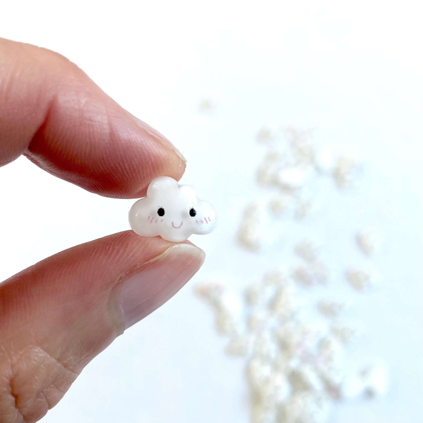 Tiny Happy Cloud flat back resin Charms - Blacksparrowuk