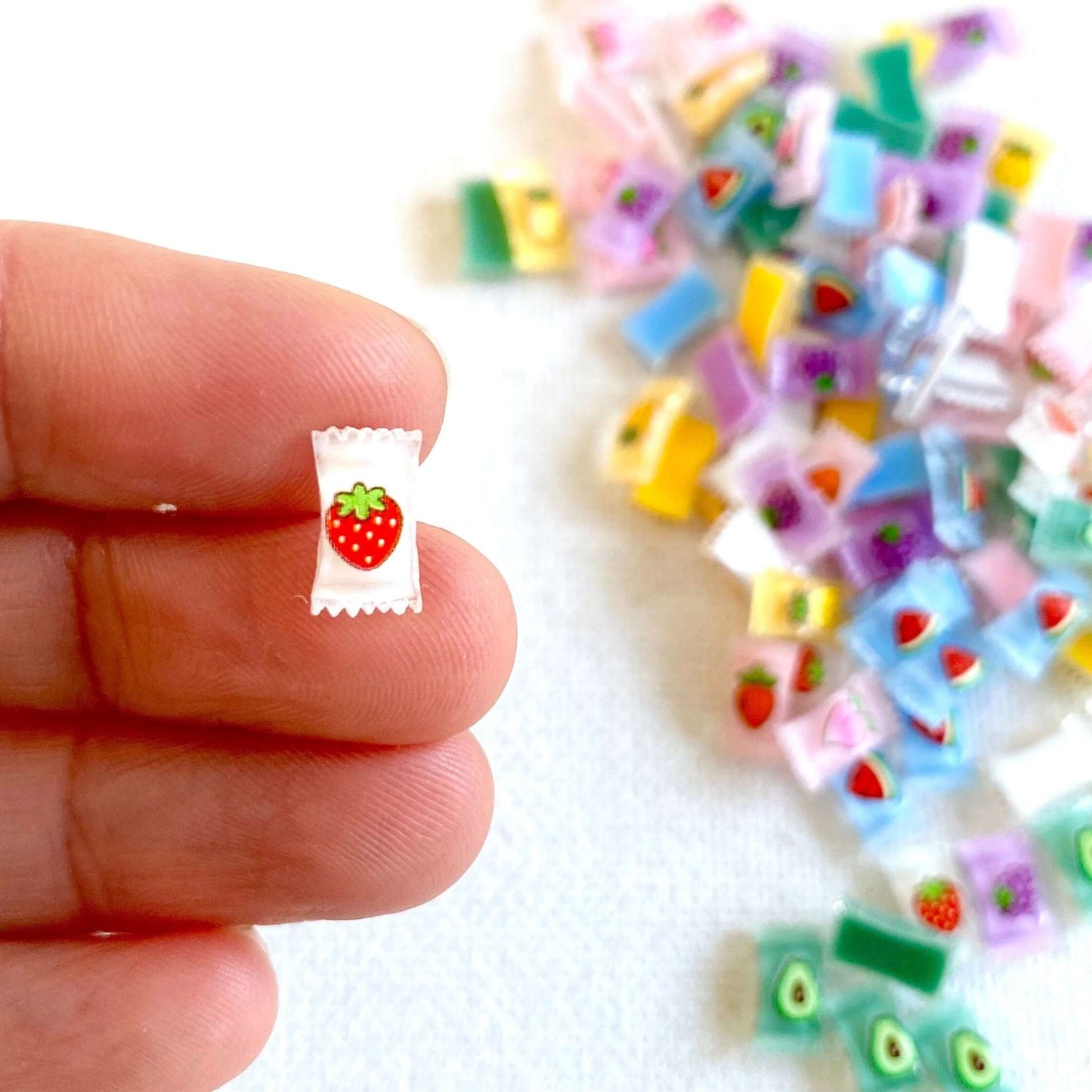 Mini mixed Fruit Candy bag Resin charms Bags of sweets Random Mix - Blacksparrowuk