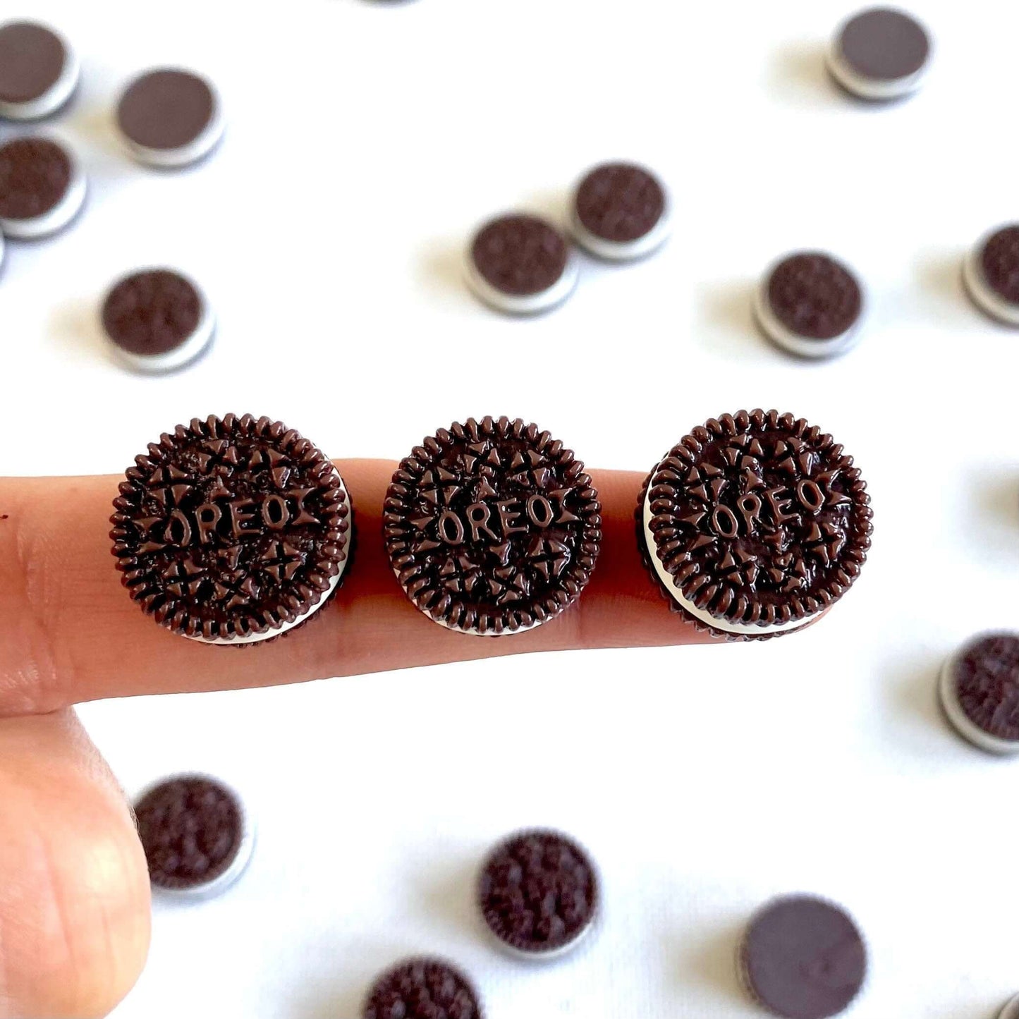 Miniature cookies 1:18 scale Chocolate Cream biscuit Flat back Resin charms - Blacksparrowuk