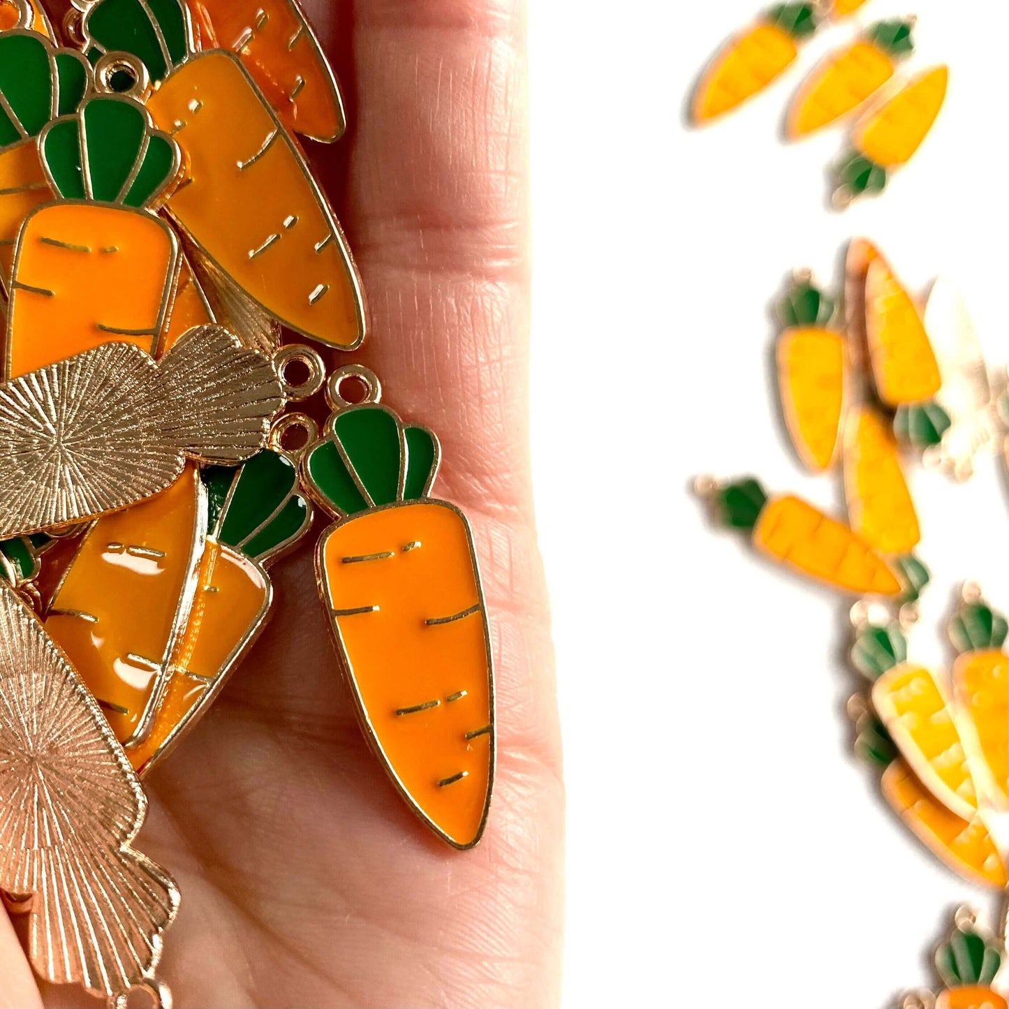 Large Carrot charms Enamel Metal Easter pendant - Blacksparrowuk