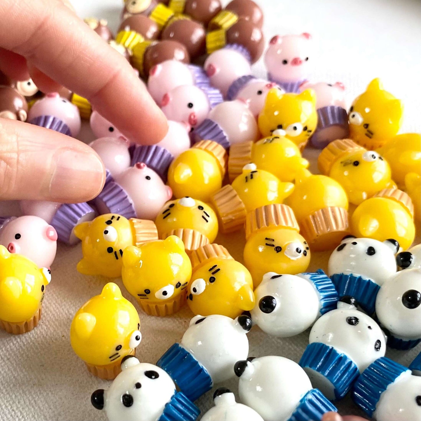 Cute animal Cupcake charms Bento box Kawaii Animal figurines - Blacksparrowuk