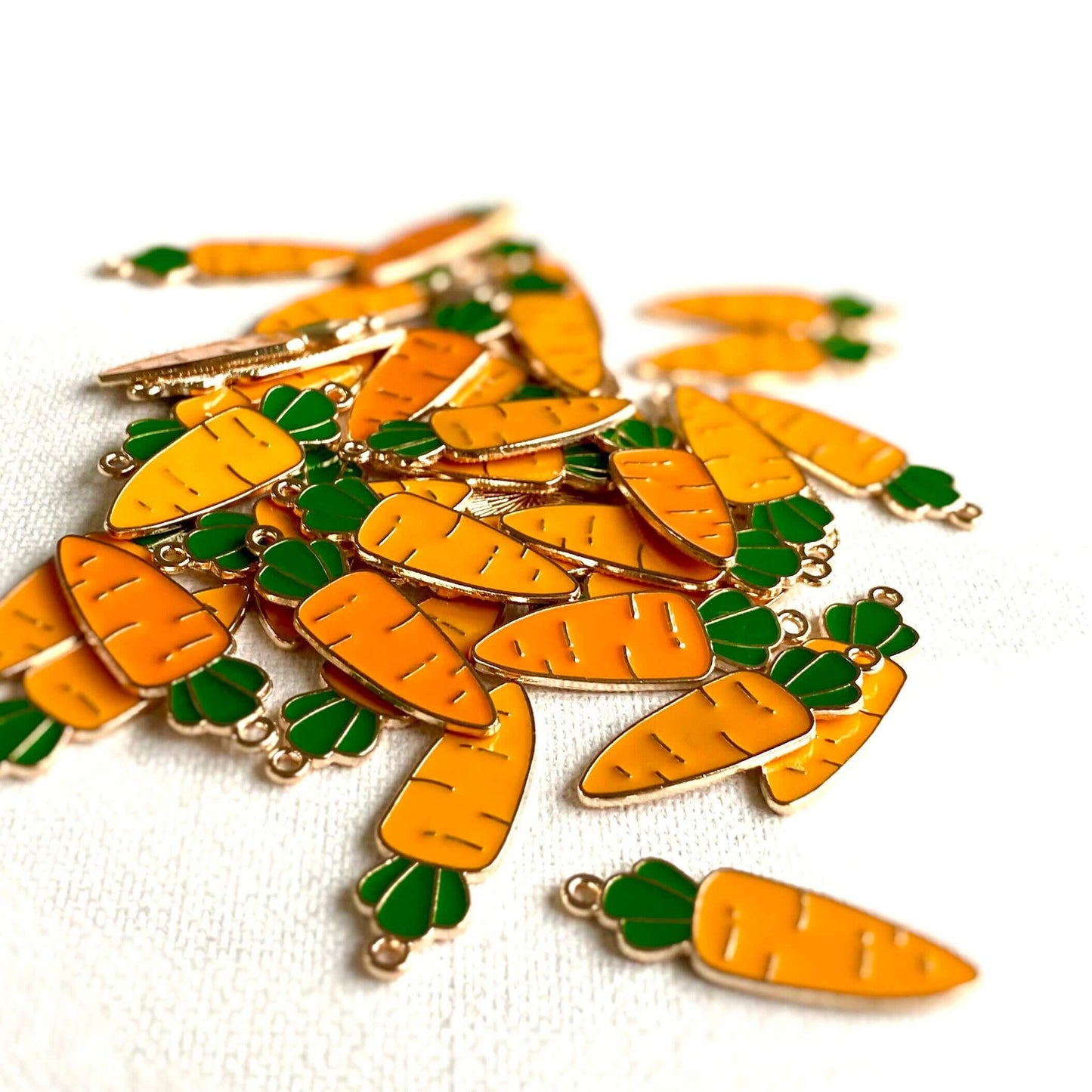 Large Carrot charms Enamel Metal Easter pendant - Blacksparrowuk