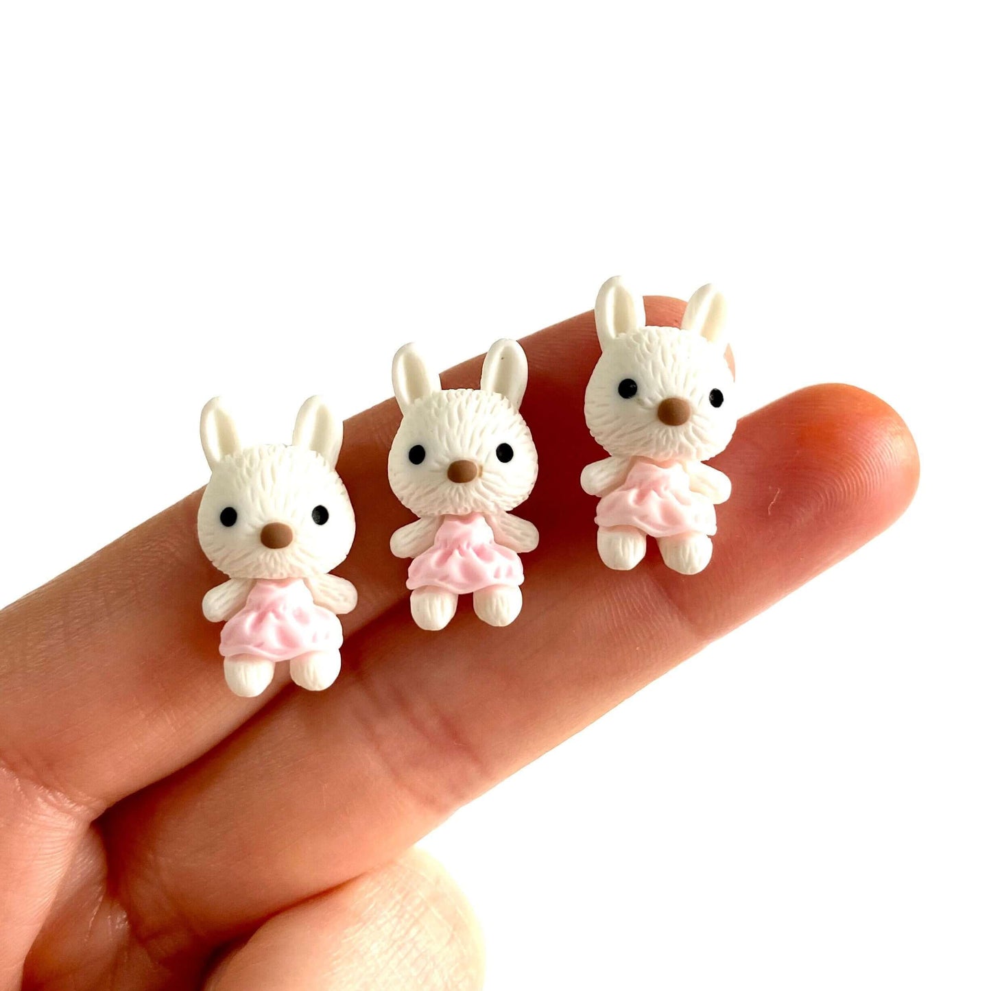 Cute White rabbit charms Easter Bunny flat back resin charm - Blacksparrowuk