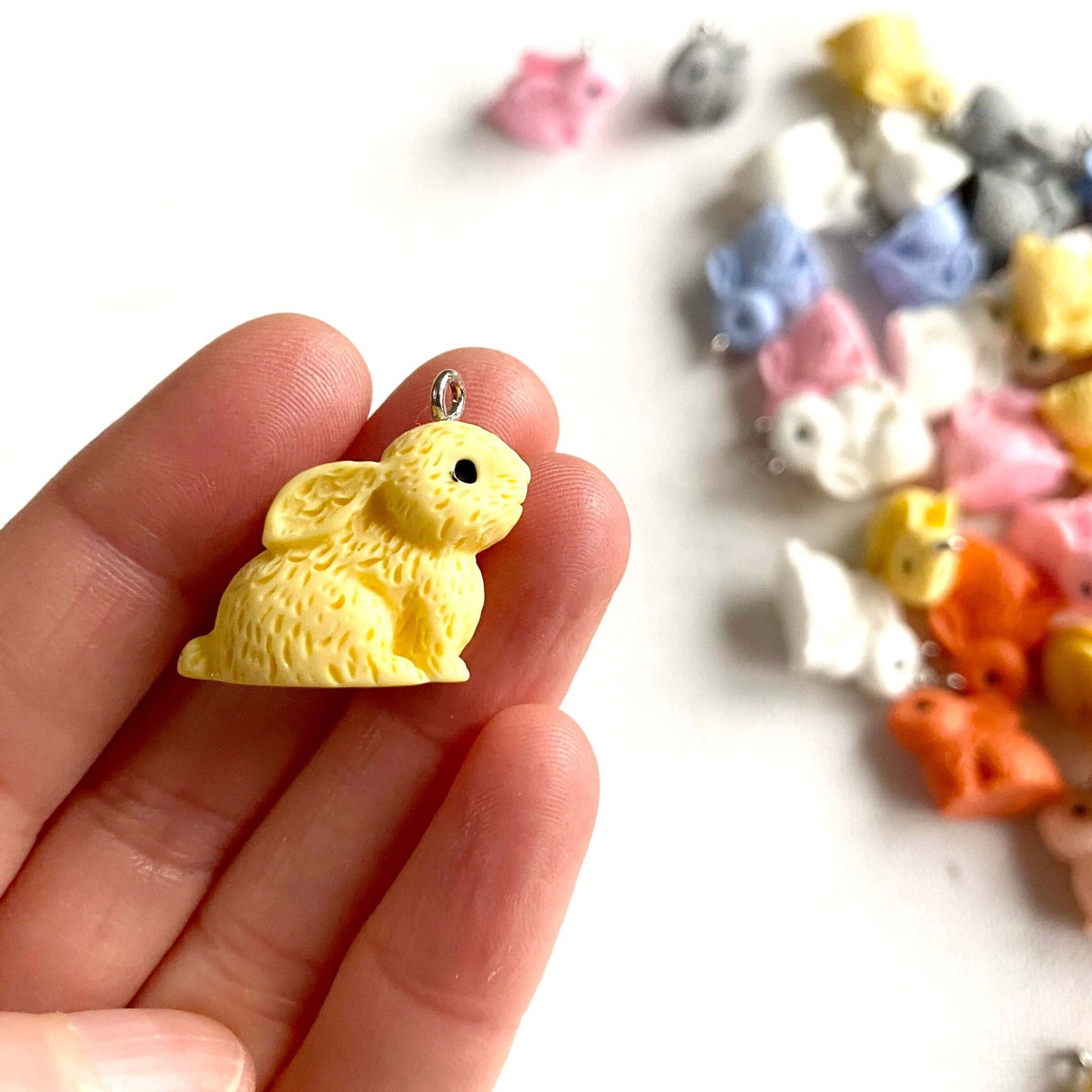 Rabbit charms bunny resin charms Random mixed pastel colours - Blacksparrowuk