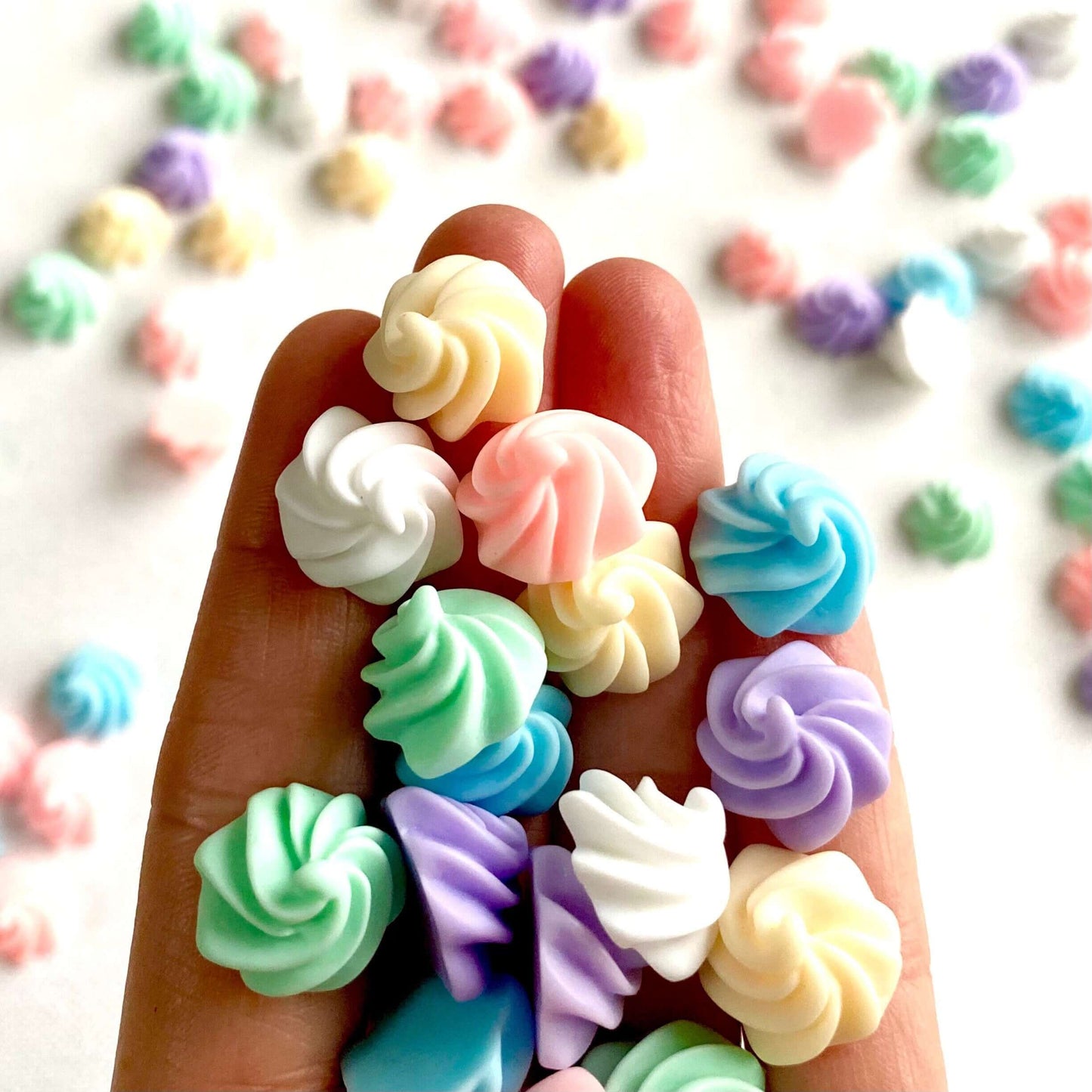 Iced swirl Chocolate Pastel Candy drops 15mm Resin Flatback - Blacksparrowuk