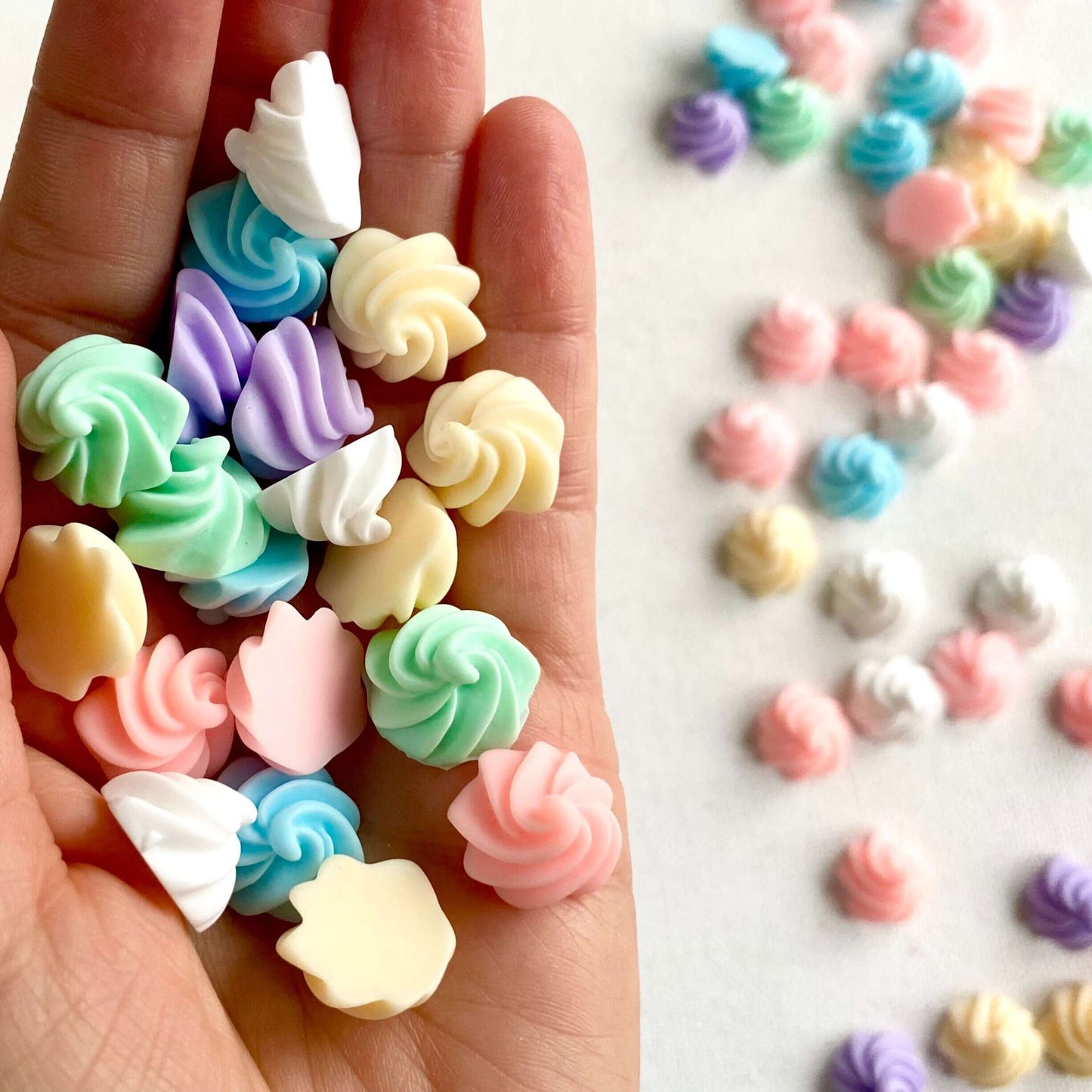 Iced swirl Chocolate Pastel Candy drops 15mm Resin Flatback - Blacksparrowuk