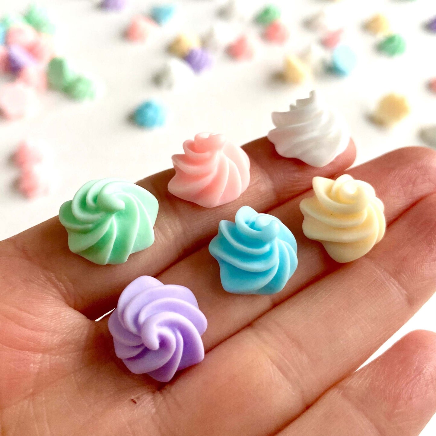 Iced swirl Chocolate Pastel Candy drops 15mm Resin Flatback - Blacksparrowuk