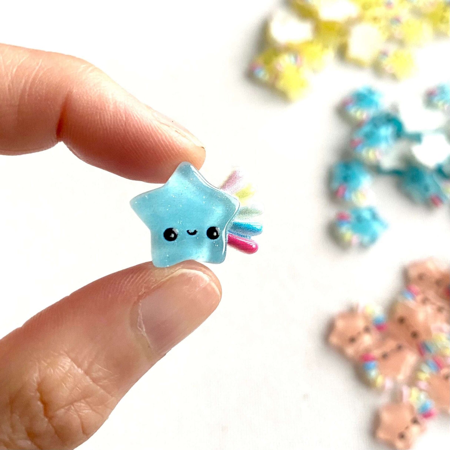 Shooting Star charms Cute Kawaii Pastel Jelly Star flat back resin - Blacksparrowuk