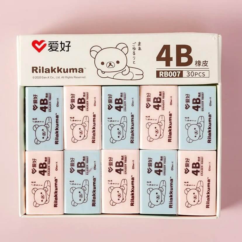 Rilakkuma rubber eraser Pastel Pink or Blue Japanese Kawaii stationery - Blacksparrowuk