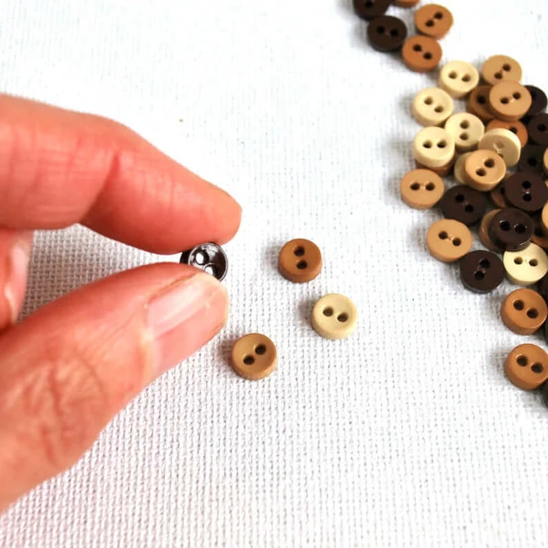 Mini buttons 7mm tiny buttons neutral colour buttons Mini doll clothes buttons - Blacksparrowuk