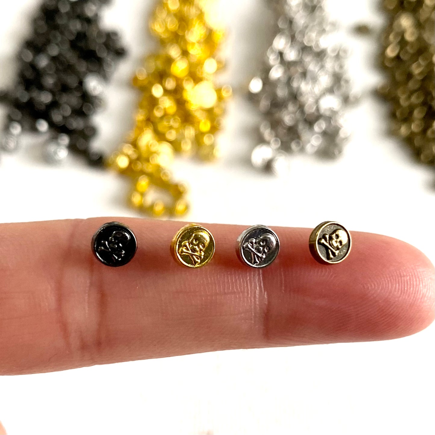 5mm Skull shank buttons Mini metal buttons Miniature buttons for dolls - Blacksparrowuk