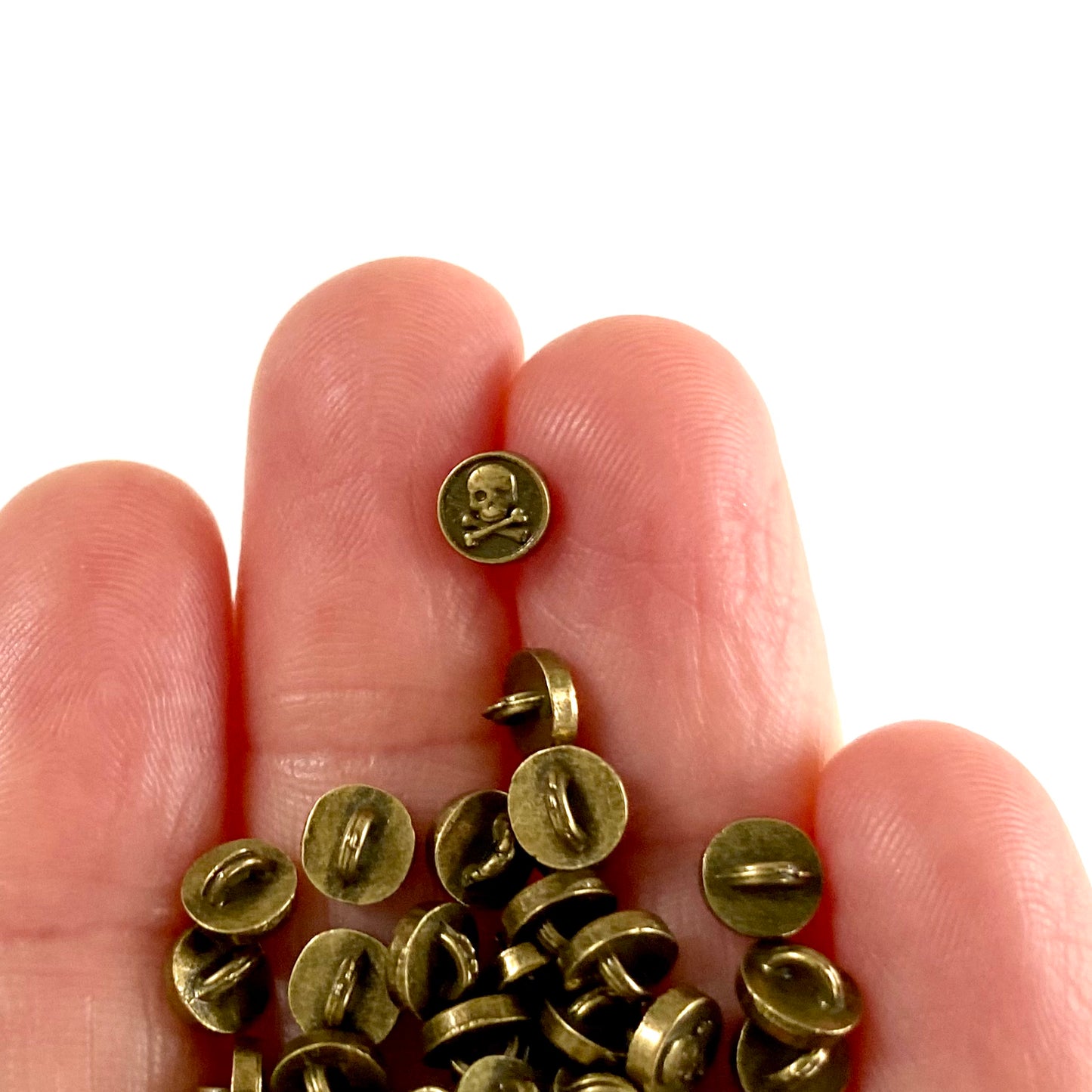 5mm Skull shank buttons Mini metal buttons Miniature buttons for dolls - Blacksparrowuk