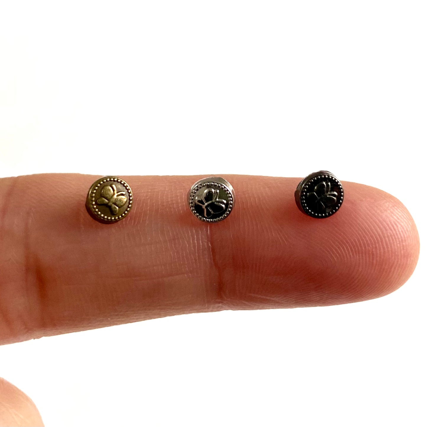 5mm Butterfly shank buttons Mini metal buttons Miniature buttons for dolls - Blacksparrowuk