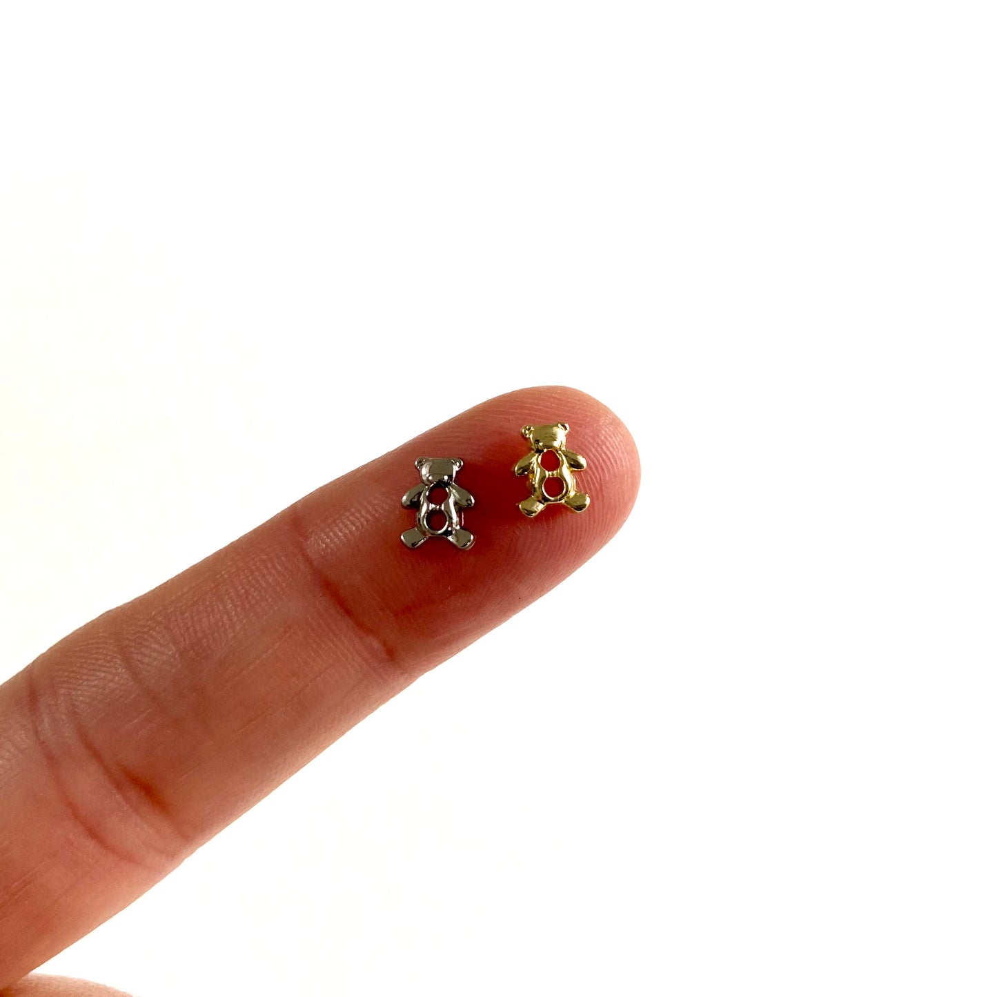 Tiny bear buttons 6mm Mini metal buttons Miniature buttons for dolls - Blacksparrowuk