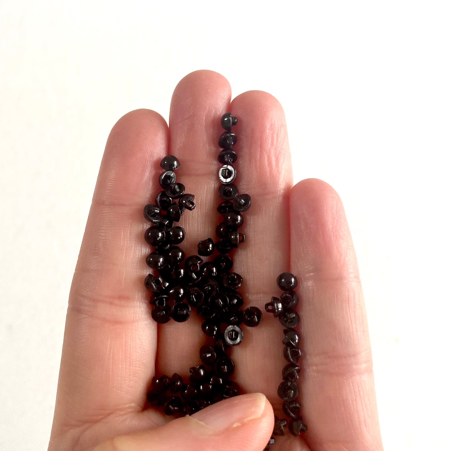 Tiny black buttons 4mm 5mm 6mm shank buttons for soft Toy safety eyes and Doll clothes - Blacksparrowuk