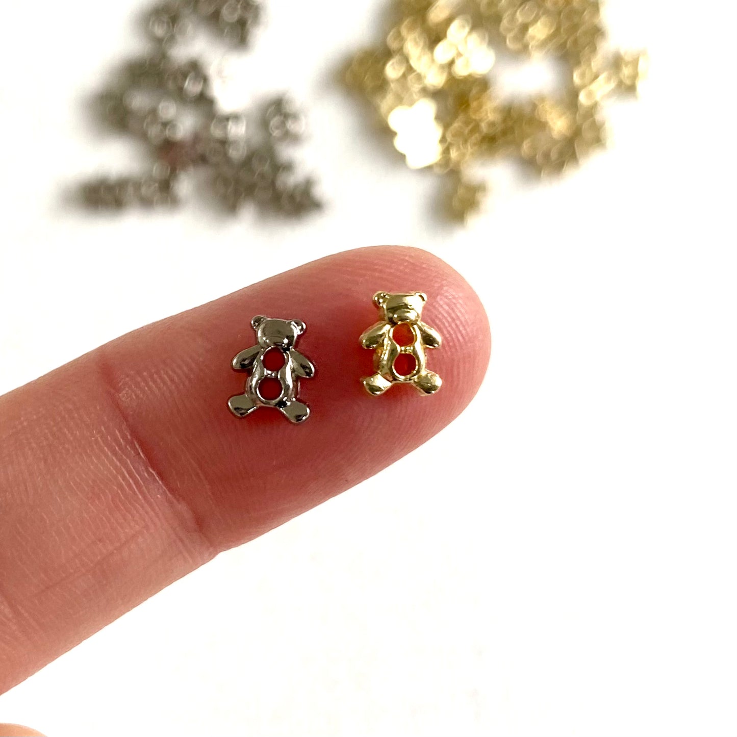 Tiny bear buttons 6mm Mini metal buttons Miniature buttons for dolls - Blacksparrowuk