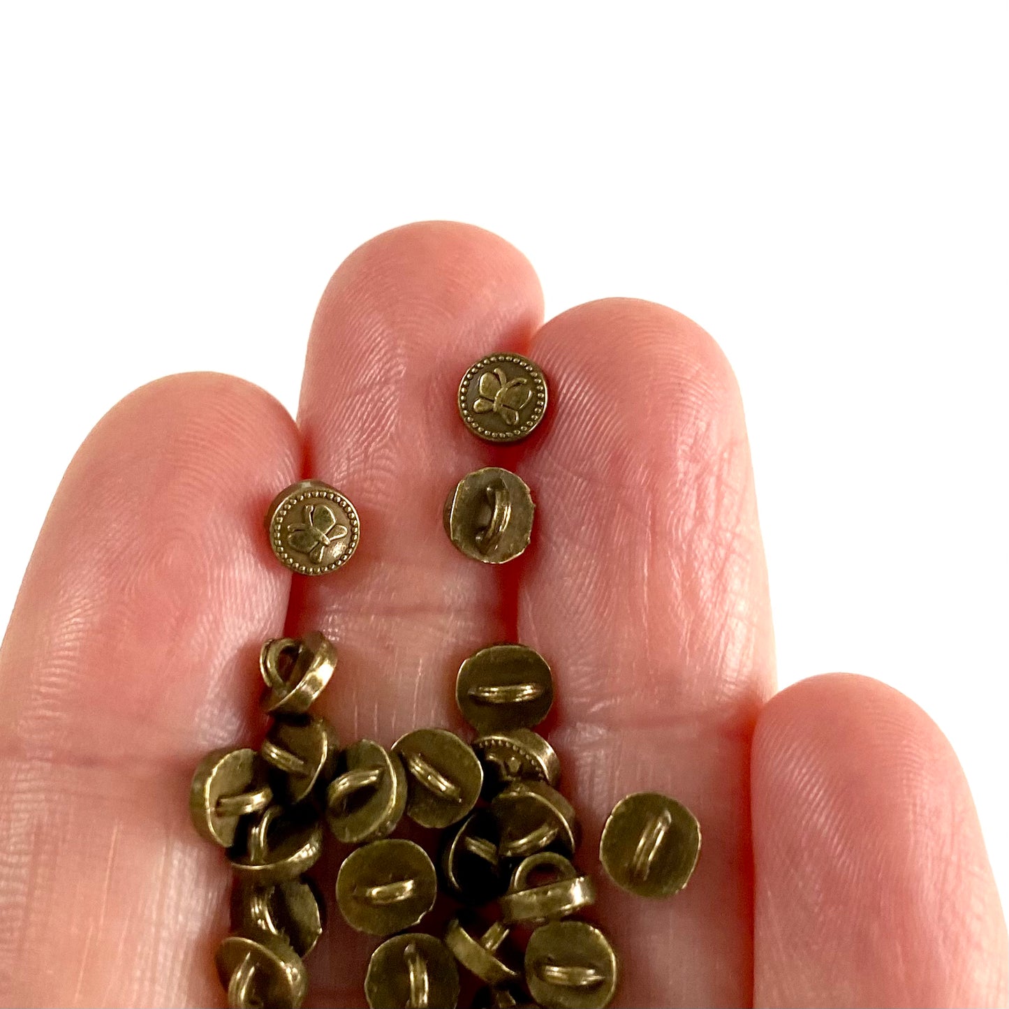 5mm Butterfly shank buttons Mini metal buttons Miniature buttons for dolls - Blacksparrowuk