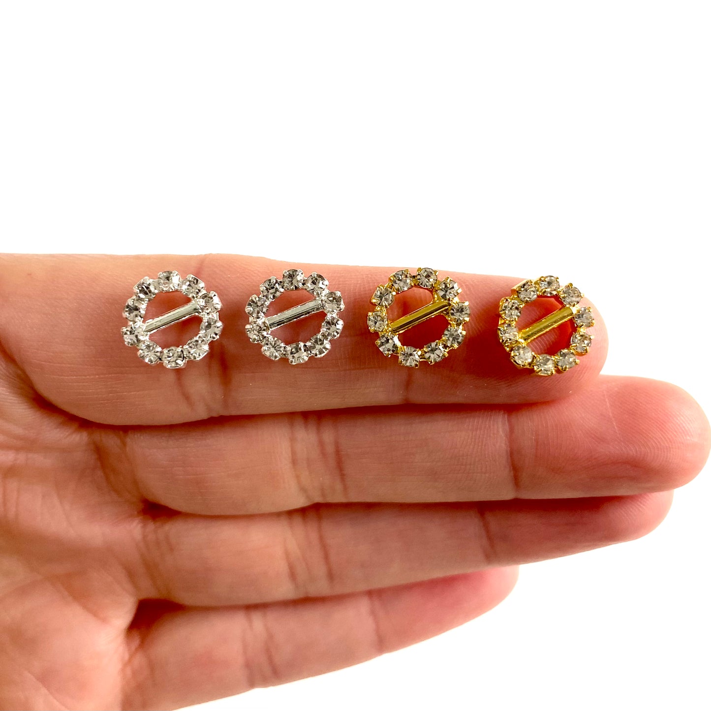 Mini rhinestone buckles Round tiny buckles 5mm inner Dolls belt strap buckle - Blacksparrowuk