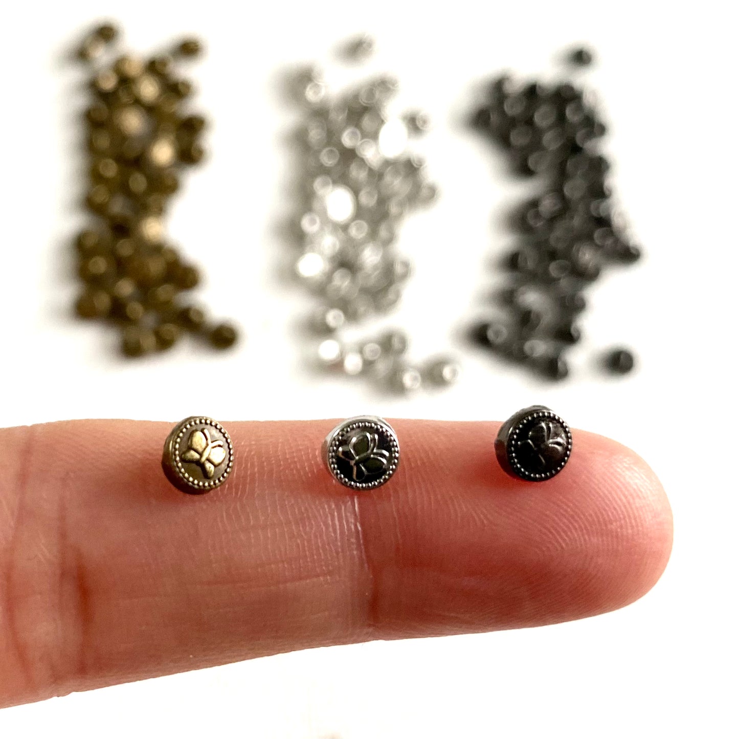 5mm Butterfly shank buttons Mini metal buttons Miniature buttons for dolls - Blacksparrowuk