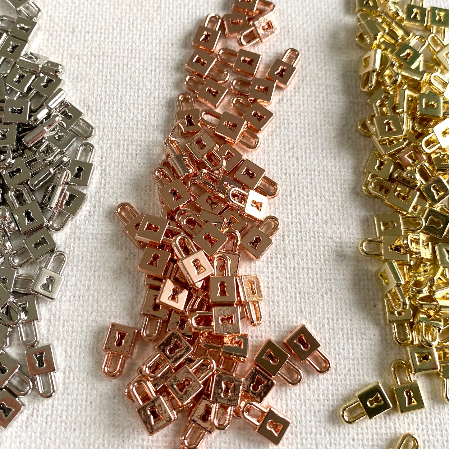 Tiny padlock charms 5mm metal Miniature key lock pendant Jewellery making - Blacksparrowuk