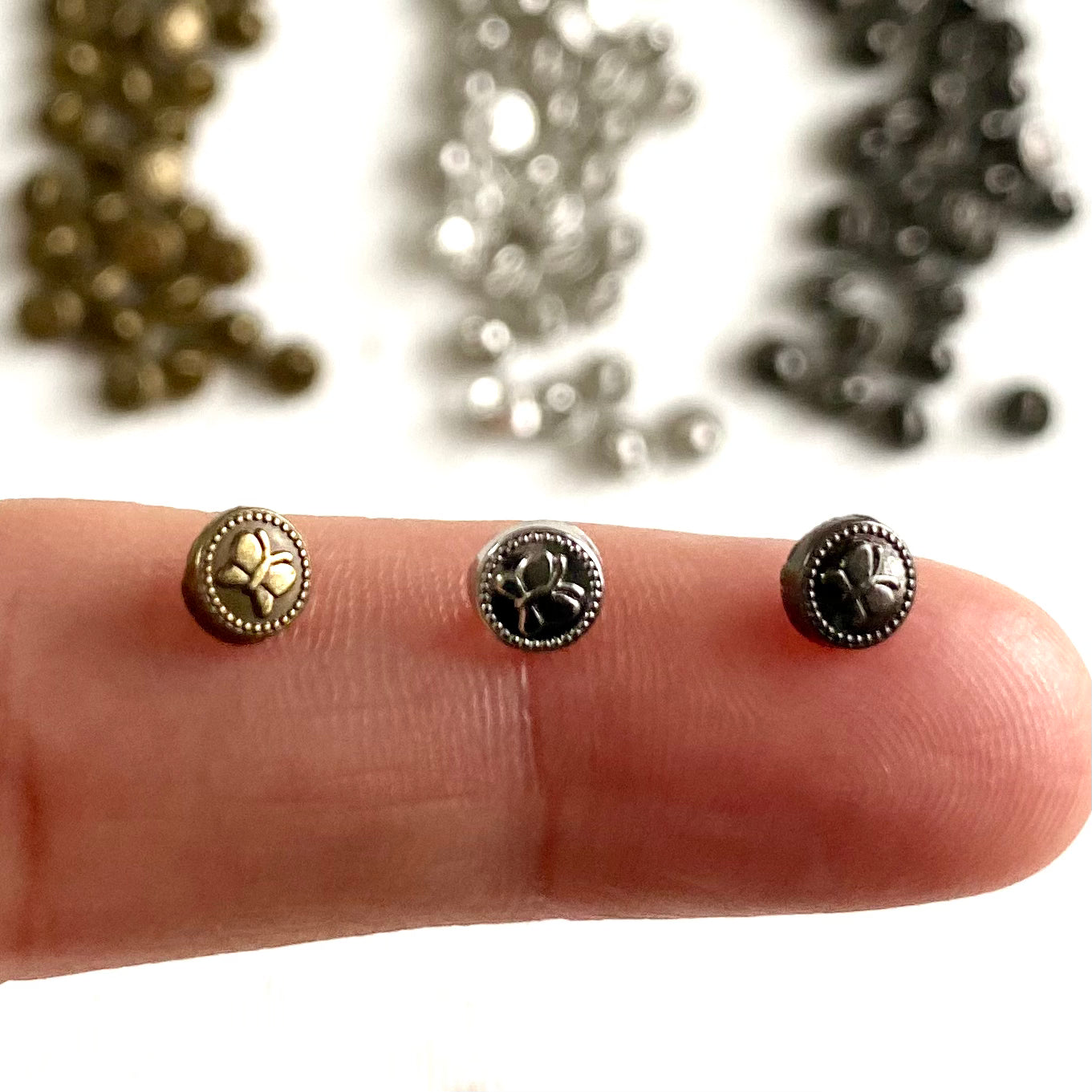 5mm Butterfly shank buttons Mini metal buttons Miniature buttons for dolls - Blacksparrowuk