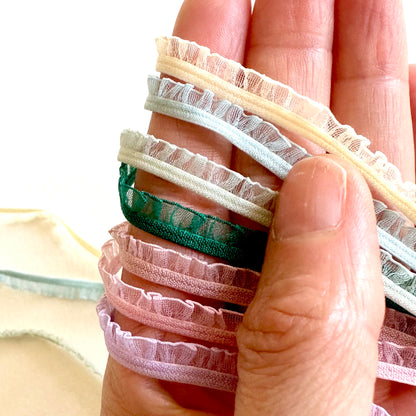 6mm elastic colourful stretchy lace trim 2mtrs