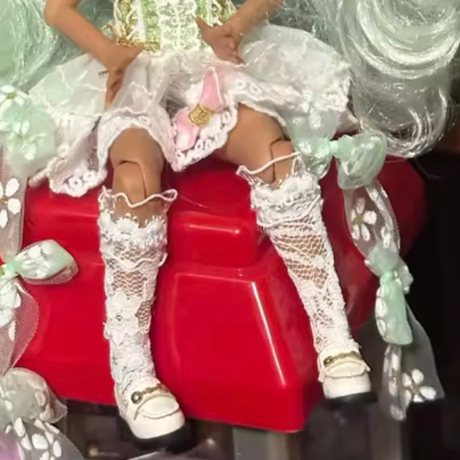 Miniature white leather loafers shoes for Blythe doll