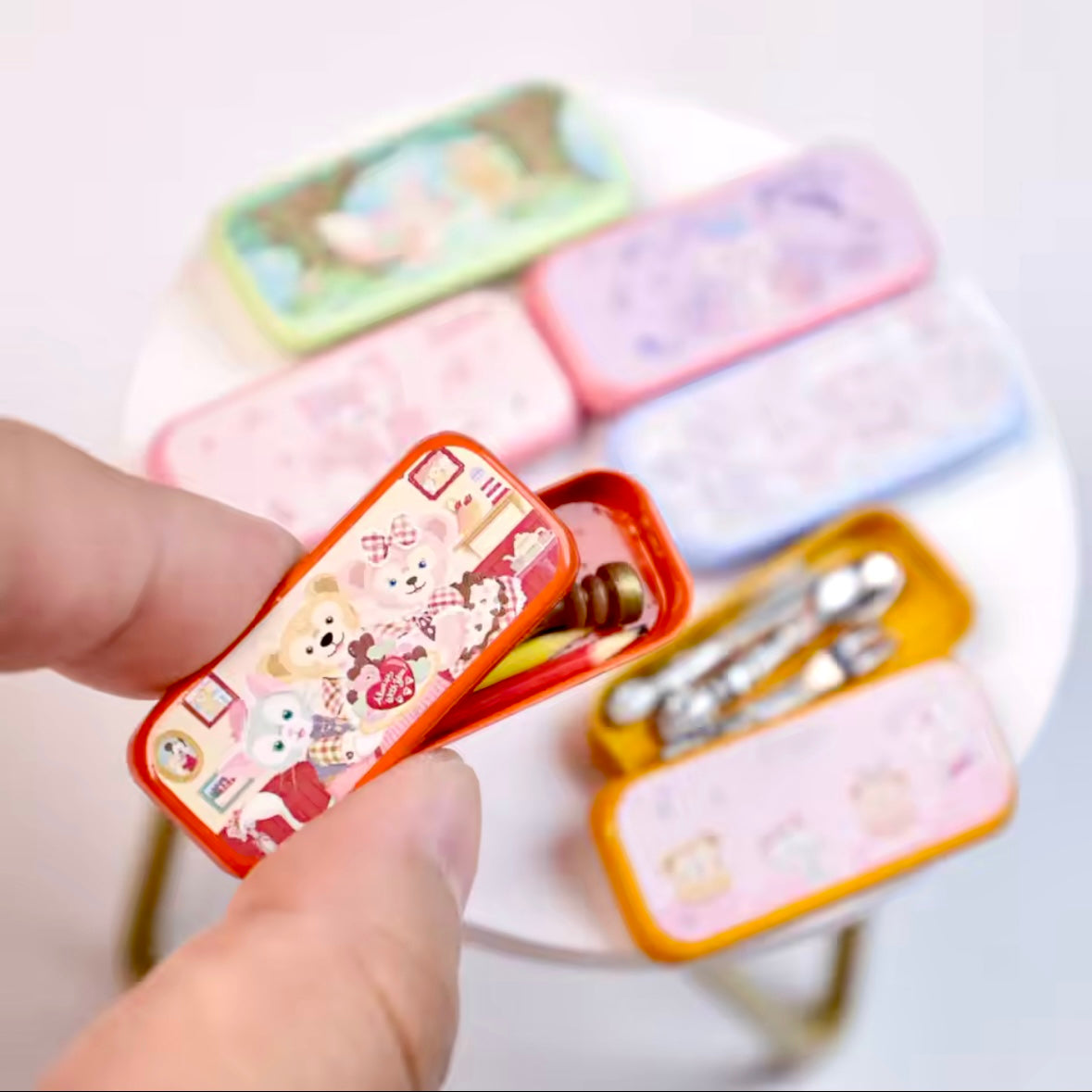 Dollhouse miniature pencil case tin stationery