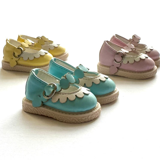Tiny leather doll buckle shoes princess vintage