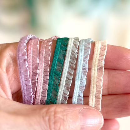 6mm elastic colourful stretchy lace trim 2mtrs