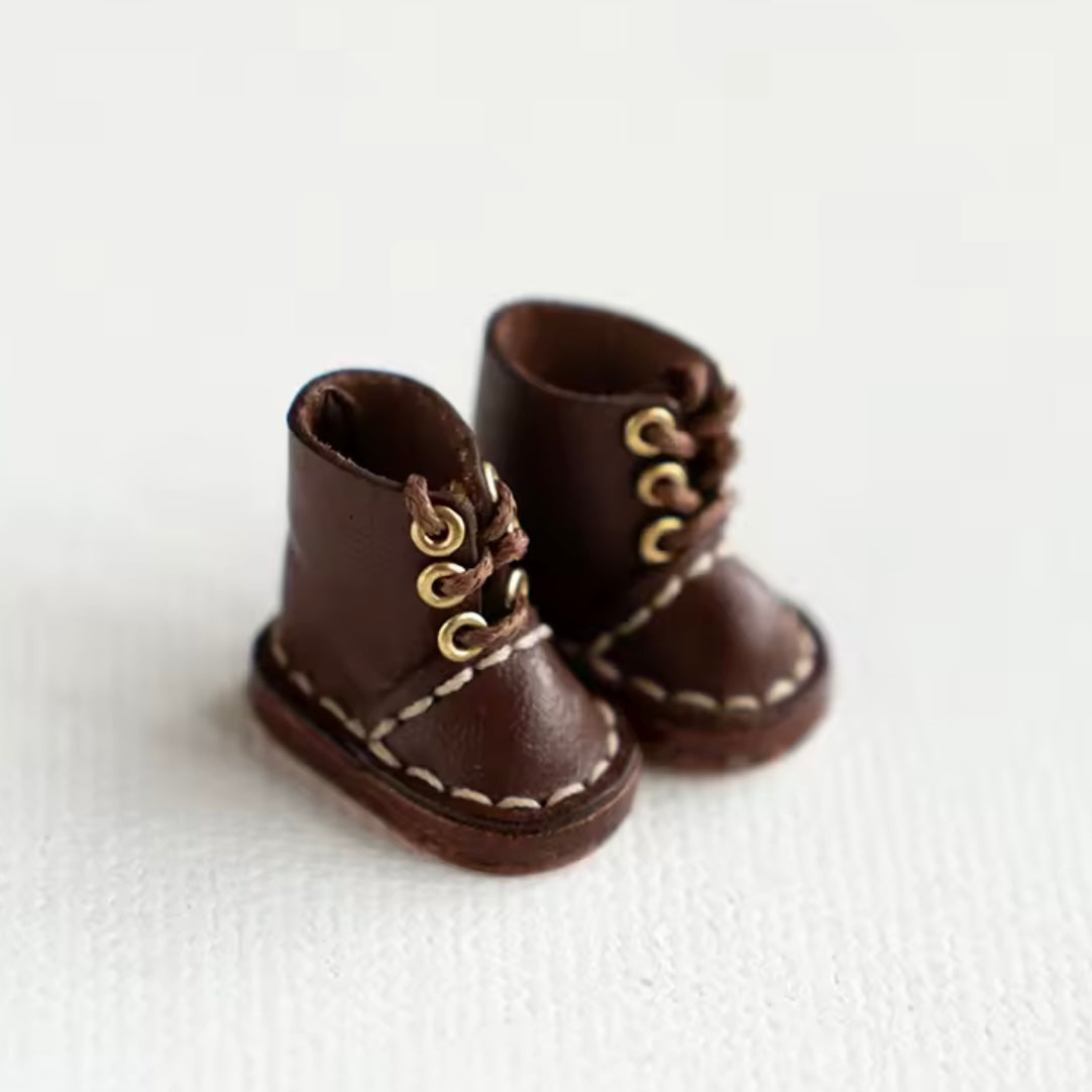 Tiny leather doll boots 1/12 scale OB11